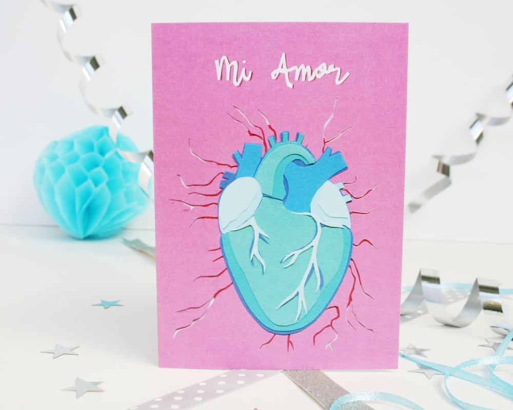 Blue Anatomical Heart Card