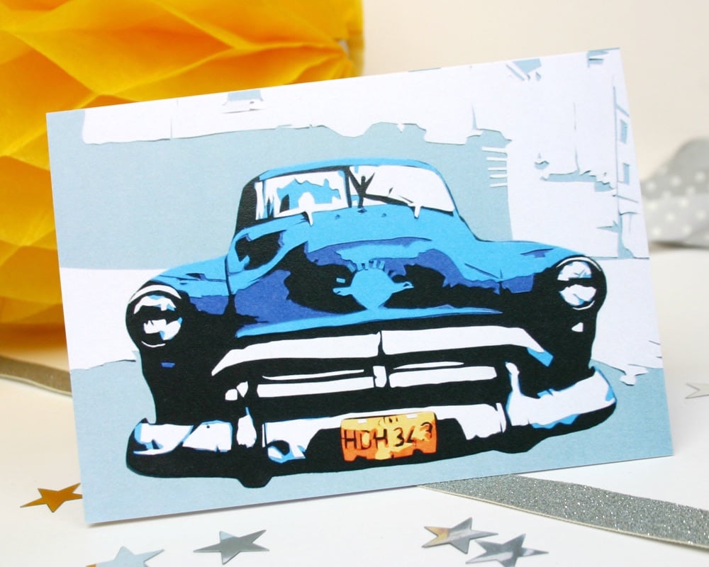 Classic Car Birthday Card Oldsmobile
