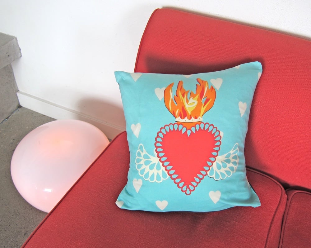 Flaming Heart Pillow Cover
