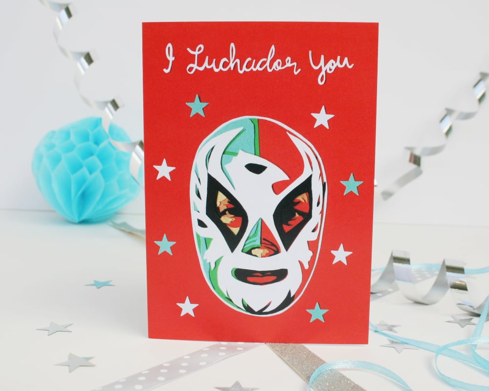 Lucha Libre Anniversary Valentine Card