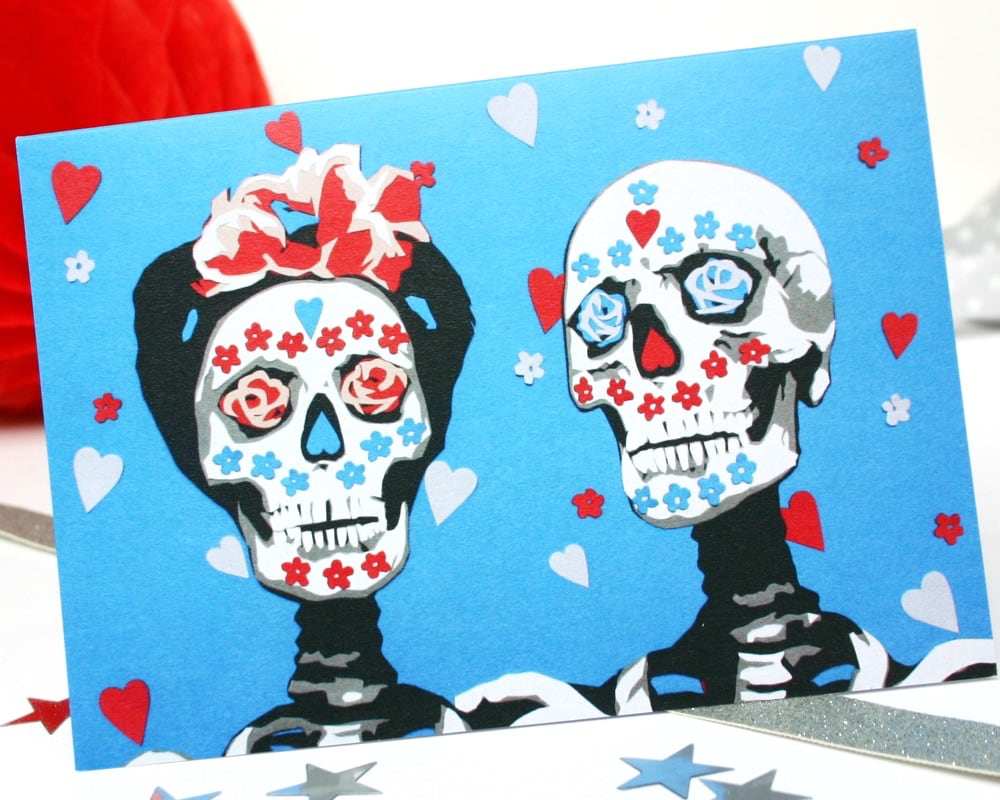 Mexican Sugar Skulls Wedding Anniversary Card