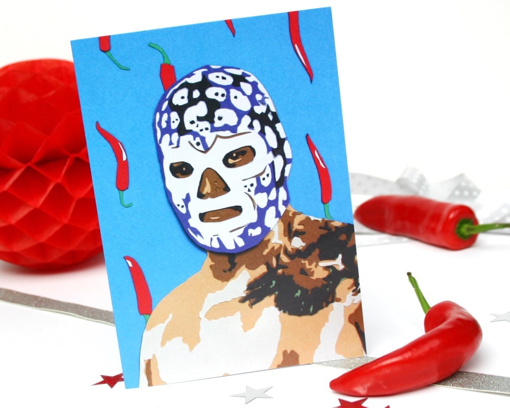 Mexican Wrestler Mask Card