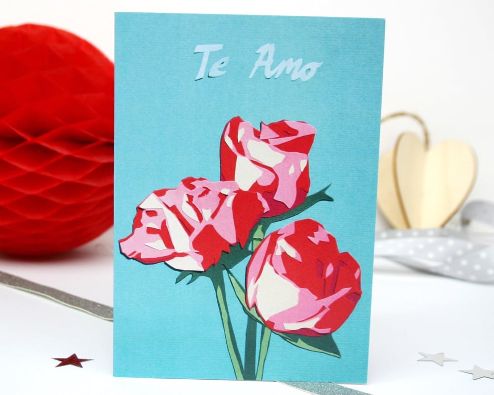 Spanish Anniversary Card Roses
