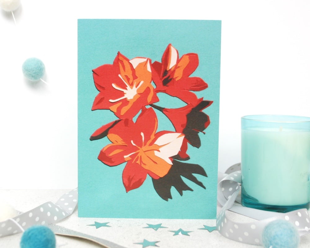 Teal Floral Greetings Card